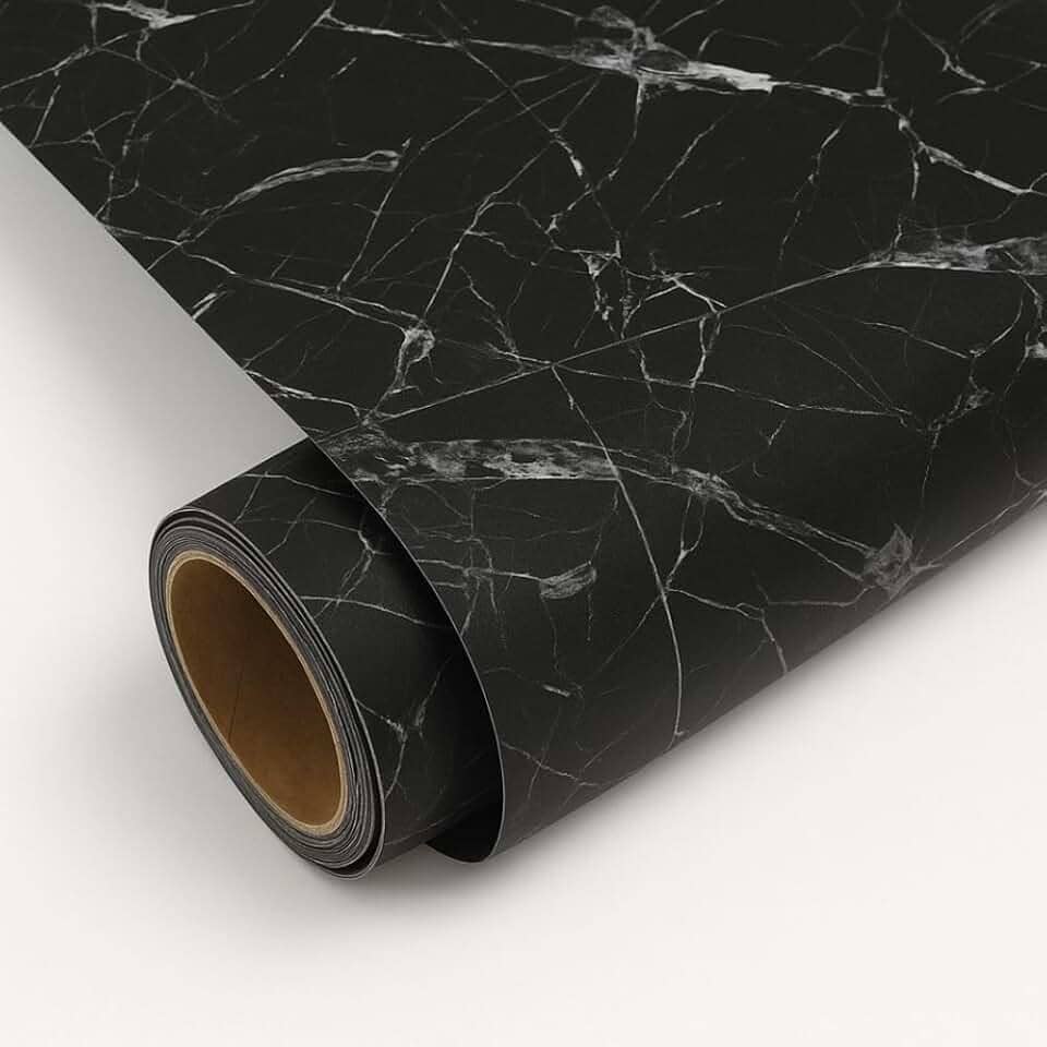 Papel de Parede PREMIUM Mármore Preto Fosco 5 metros = 1 Rolo de 5m X 45cm Adesivo Autocolante Cozinha, Banheiro