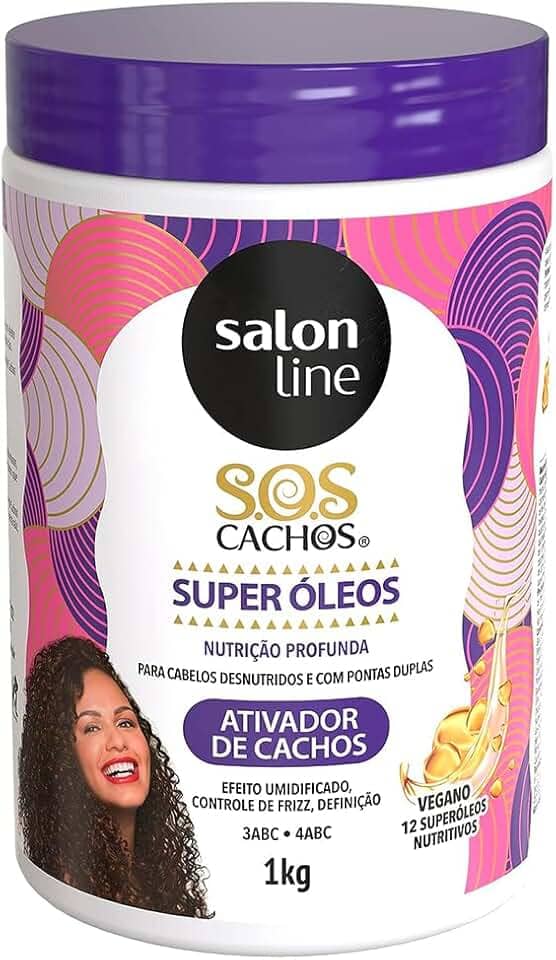 Salon Line, Ativador de Cachos, SOS Cachos, Super Óleos, Nutrição Profunda, Vegano - Cabelos Cacheados e Crespos, 1 Kg