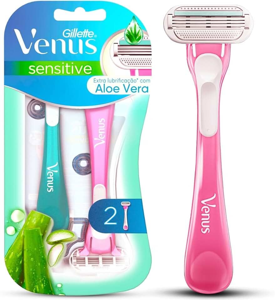 Gillette Venus Aparelho de Depilação Descartável Sensitive, Pele Sensível, 2 Unidades
