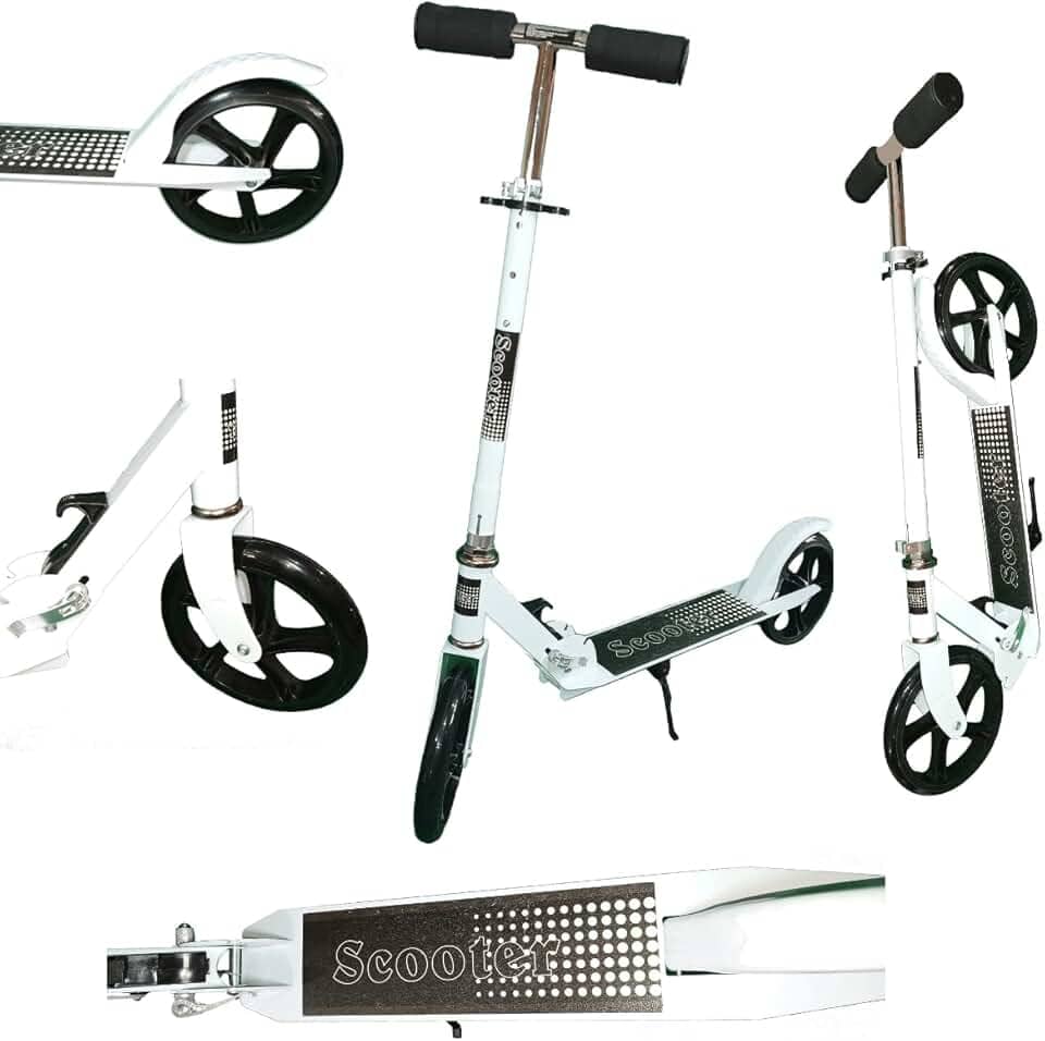 Patinete Adulto Jovens Scooter 2 Rodas Até 100 Kg Criança Adolescente Portátil Dobravél Resistente - Branco