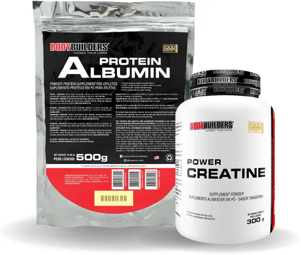 Kit Albumin Protein 500g + Power Creatina 300g - BODYBUILDERS (Médio, Baunilha)