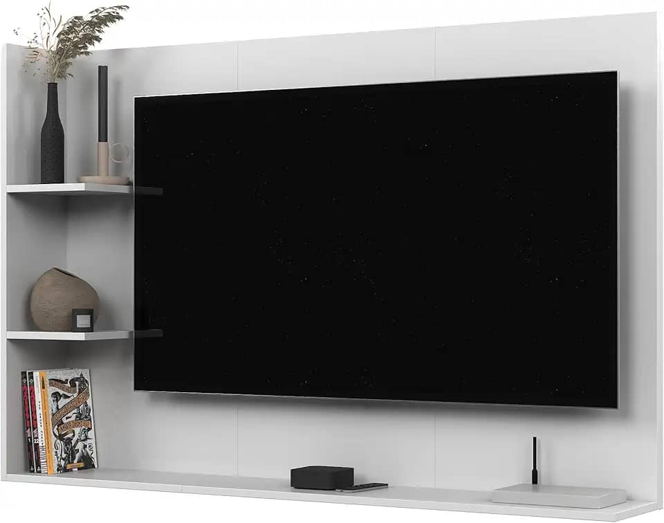 Painel Para TV 50 Polegadas Sala/Quarto Nicho Prateleira Berlim (Branco)