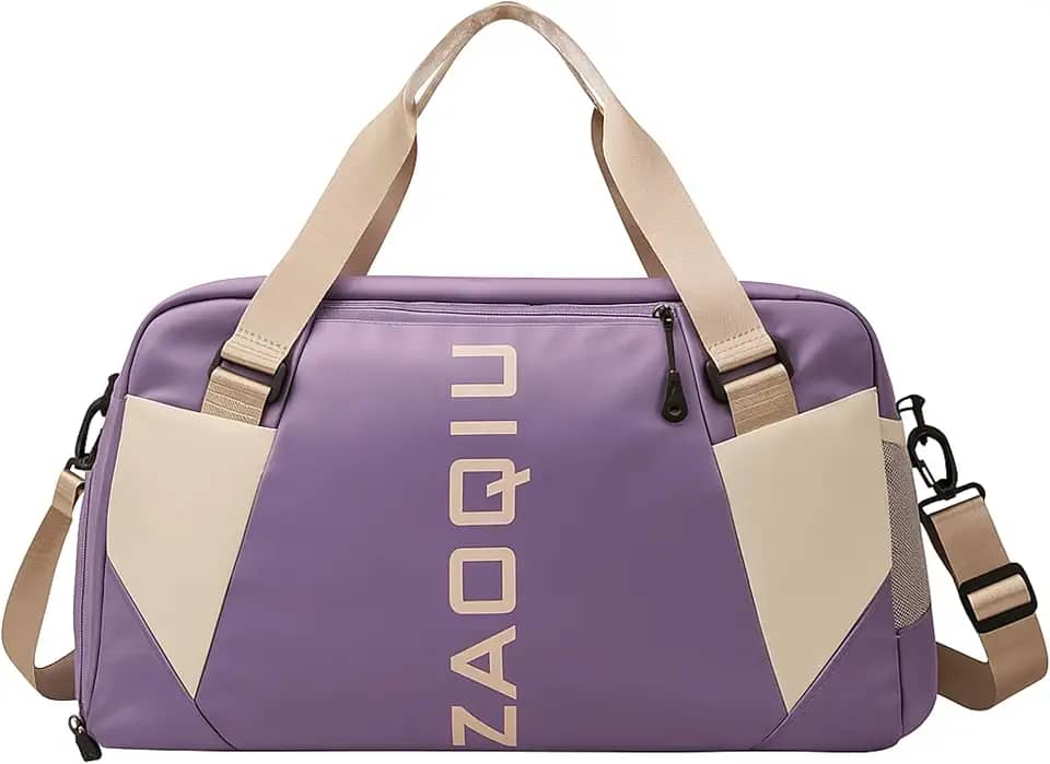 Bolsa Mala De Mão 10kg Viagem Academia Bordo Grande Avião Alça ajustável Área Seca Área Molhada Compartimento Tênis (Roxo)
