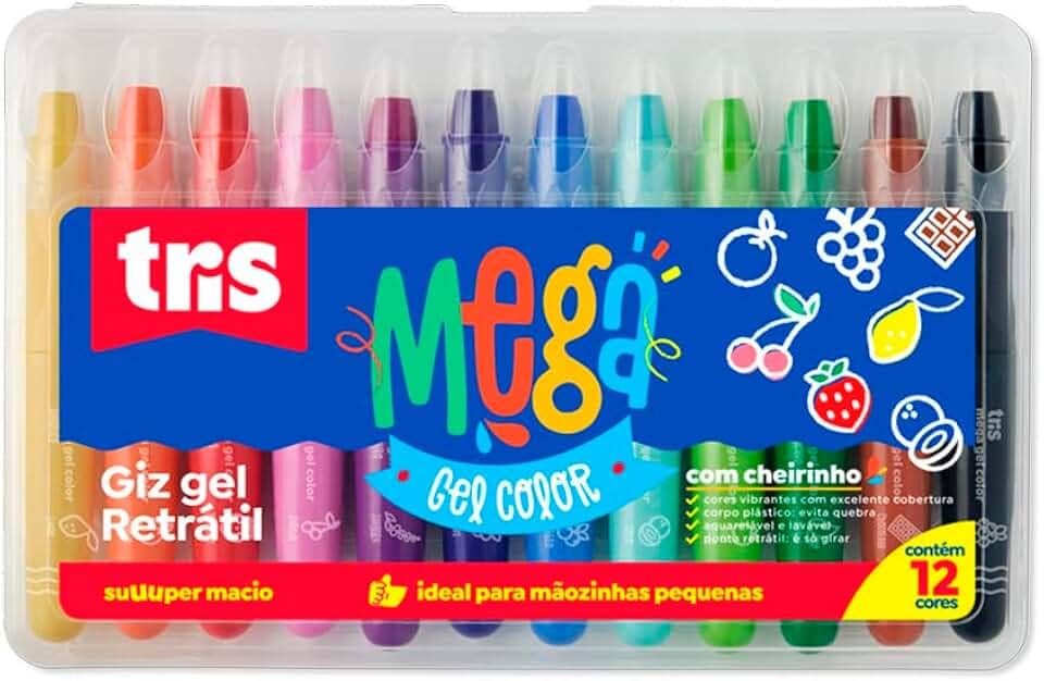 Giz De Cera Gizao Tris Retratil 12Cores Com Cheiro Estojo - 91709