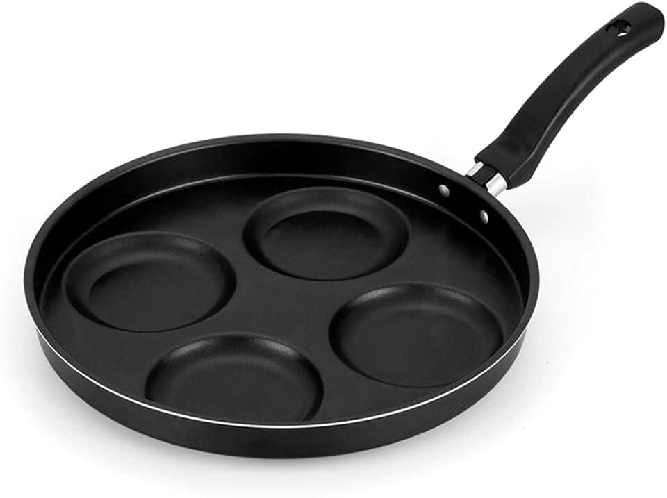 Frigideira Antiaderente 4 em 1 com Divisórias Para Fritar Ovos Hamburguers Lanches Panqueca Sem Tampa - Que não Precisa de Oleo