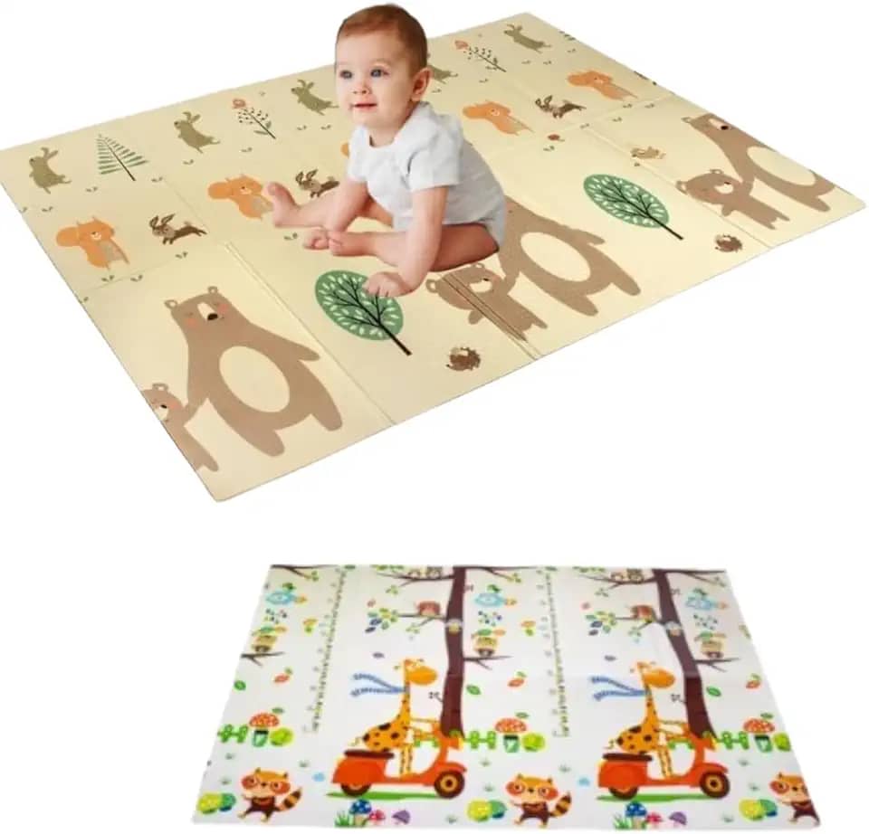 Tapete Infantil Tatame Emborrachado Dupla Face - Super Macio, Térmico e Dobrável 2,00 x 1,50 mts x 1 cm Espessura (Grosso) (URSO 1CM ESPESSURA)