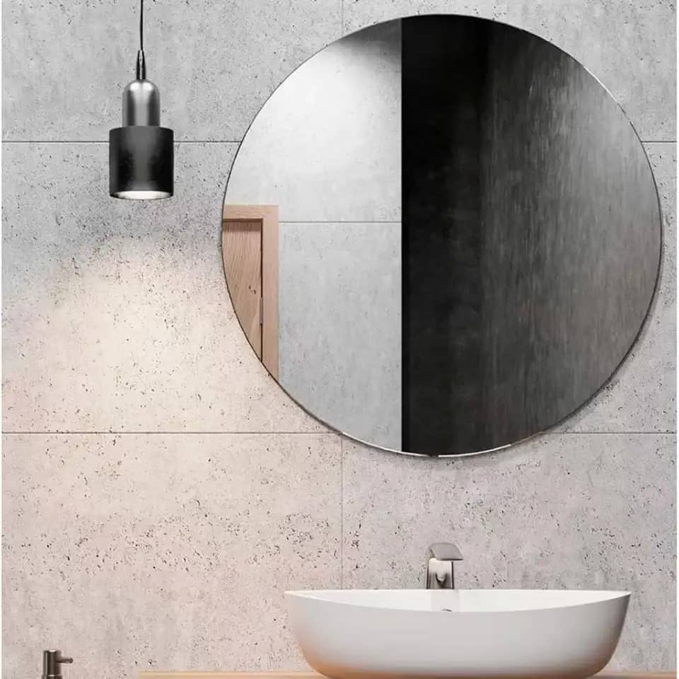 Espelho Redondo Decorativo 30cm Vidro Lapidado Para Banheiro Quarto Sala