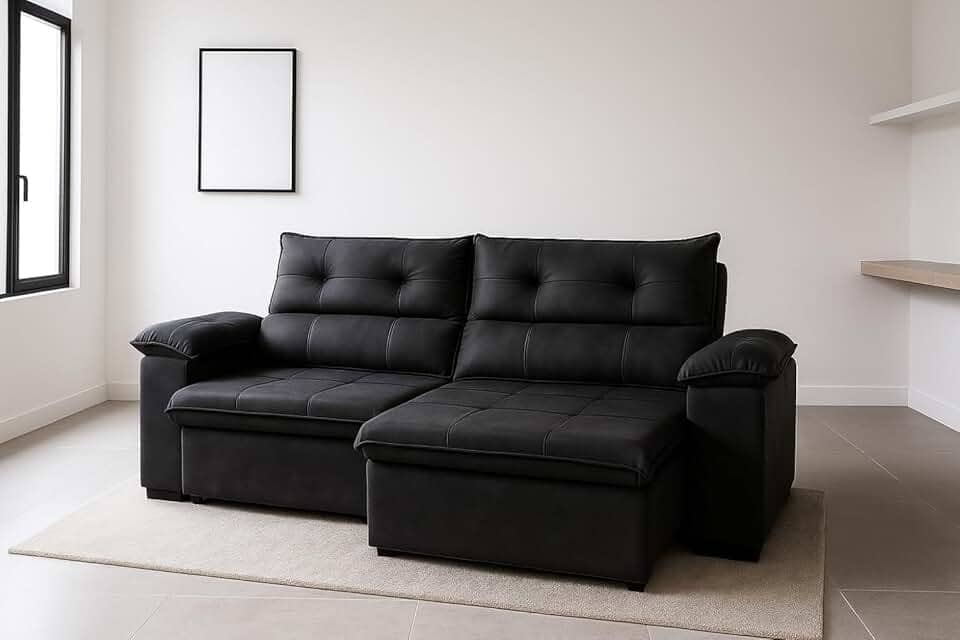 Sofá Aconchegante 2 Lugares Reclinável e Retrátil Bel Veludo LIMOV (Preto, 1,50m)