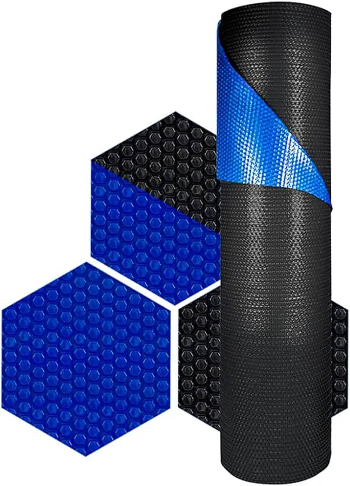 Capa Lona Manta Térmica Para Piscina 8 x 4m Proteção Uv 300 Micras Preta E Azul Induplas