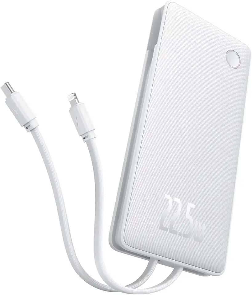 Carregador Portátil Baseus Digital Display Power Bank carregamento rápido 15W/20W/22.5W (Branco 22.5W, Milliamp Hours, 10000)