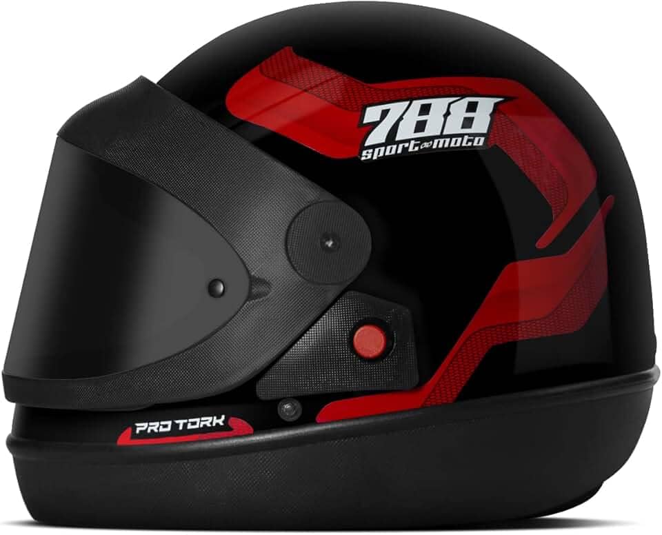 CAPACETE FECHADO PRO TORK SPORT MOTO 788 VERMELHO TAM. 56 VIS. FUMÊ