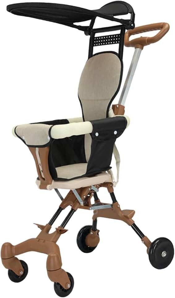 Carrinho de Bebê, Rodas Giratórias 360°, Altura Ajustável, Acessório para Camping, No Avião