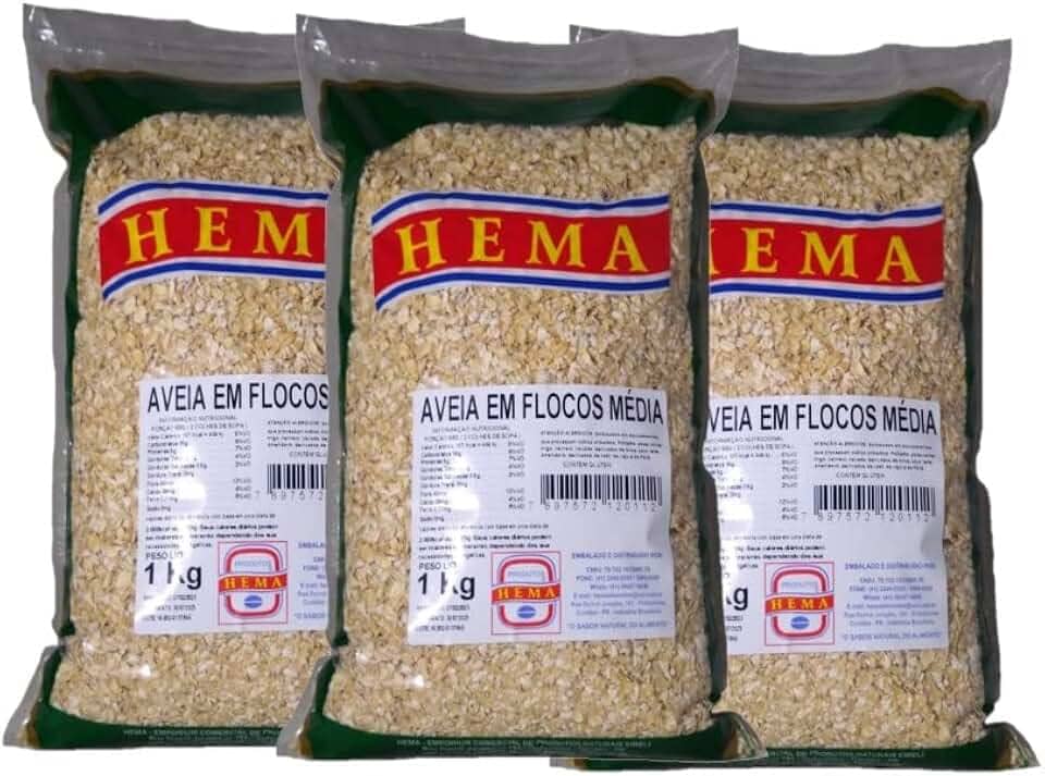 Aveia Media Em Flocos 3kg Kit -c/foto Da Tabela Nutricional