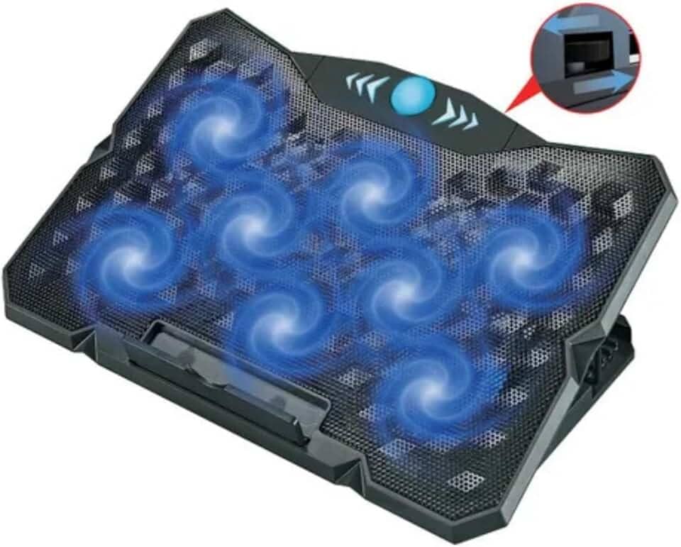 Base Gamer para Notebook com 8 Ventoinhas RGB Silenciosas – Refrigeração Potente, Altura Ajustável e USB Extra – Suporte até 19” ORSP252
