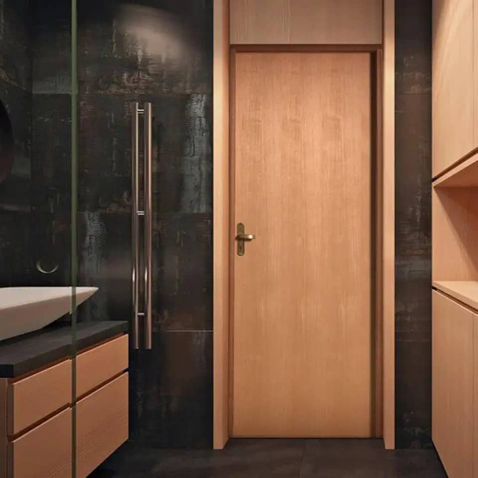 Kit Porta de Madeira 210x82cm Batente 11cm Lisa Padrão Imbuia Uniportas Madeira