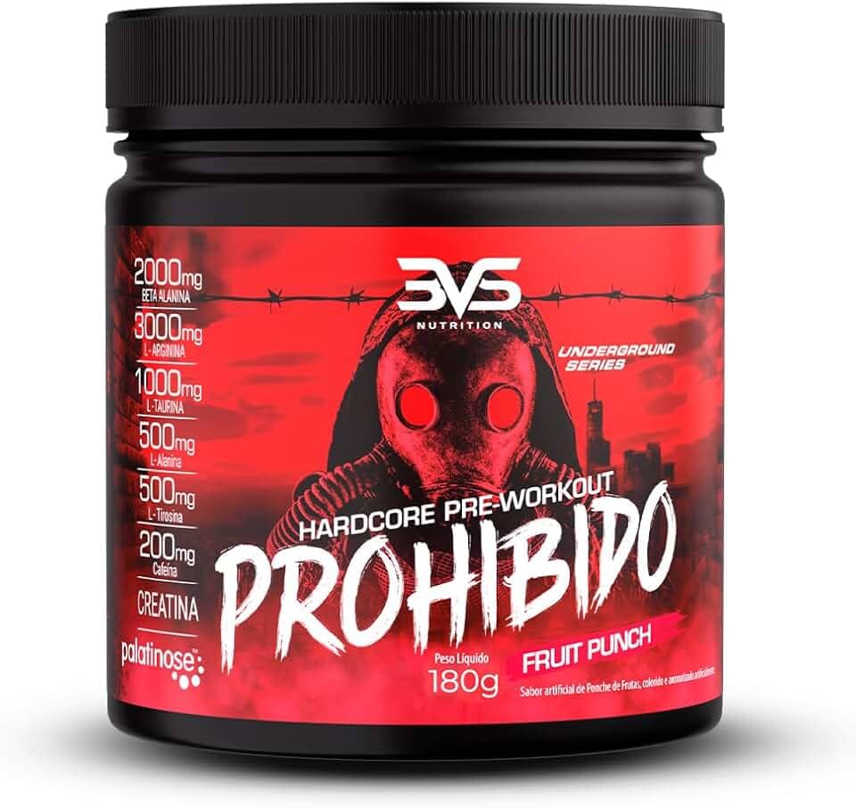 3VS Nutrition Pré Treino Prohibido 180g Sabor Strawberry Margarita