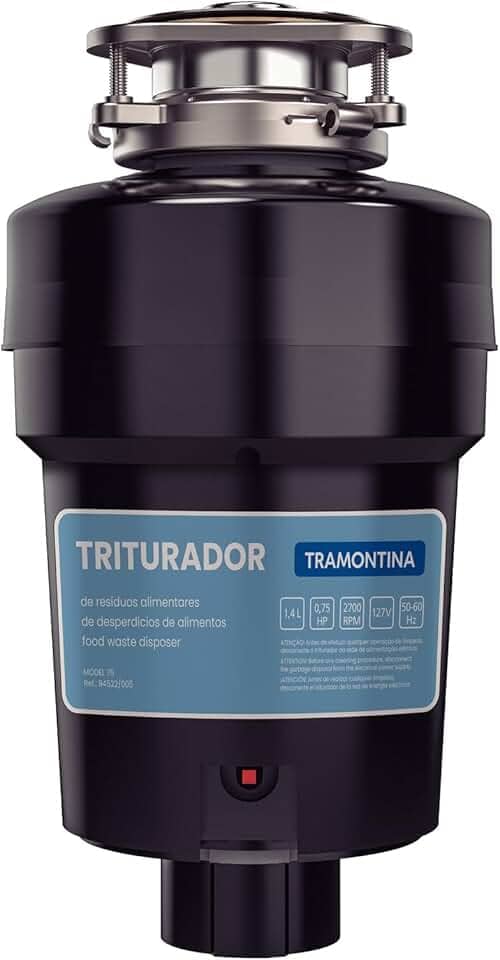 Triturador de Resíduos Alimentares Tramontina para Cubas ou Pias com Furação para Válvula de 4 1/2" com Potência de 0,75 HP 127 V