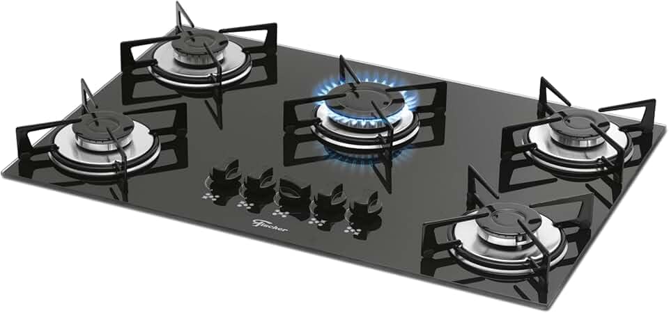 FISCHER COOKTOP À GÁS 5 BOCAS MESA VIDRO PRETA BIVOLT 1642-6985