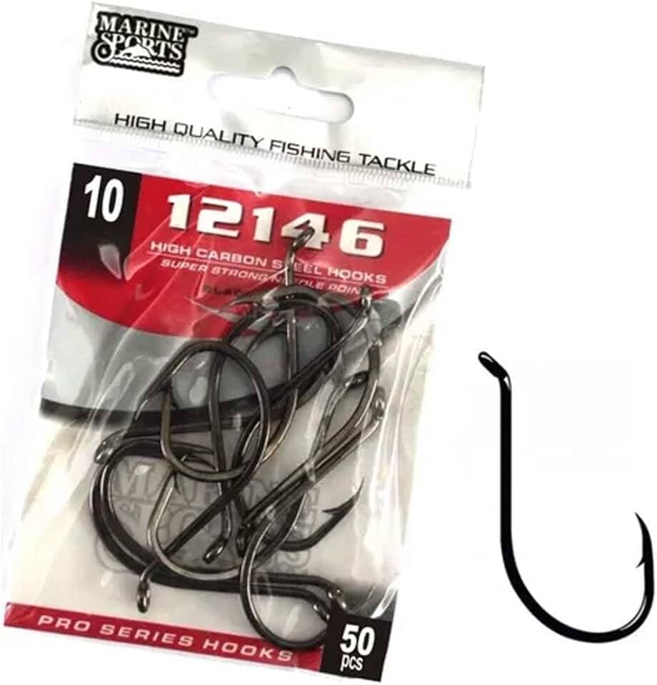 Anzol Pesca Marine Sports 12146 N°10 (1,1cm) Black 50 Peças