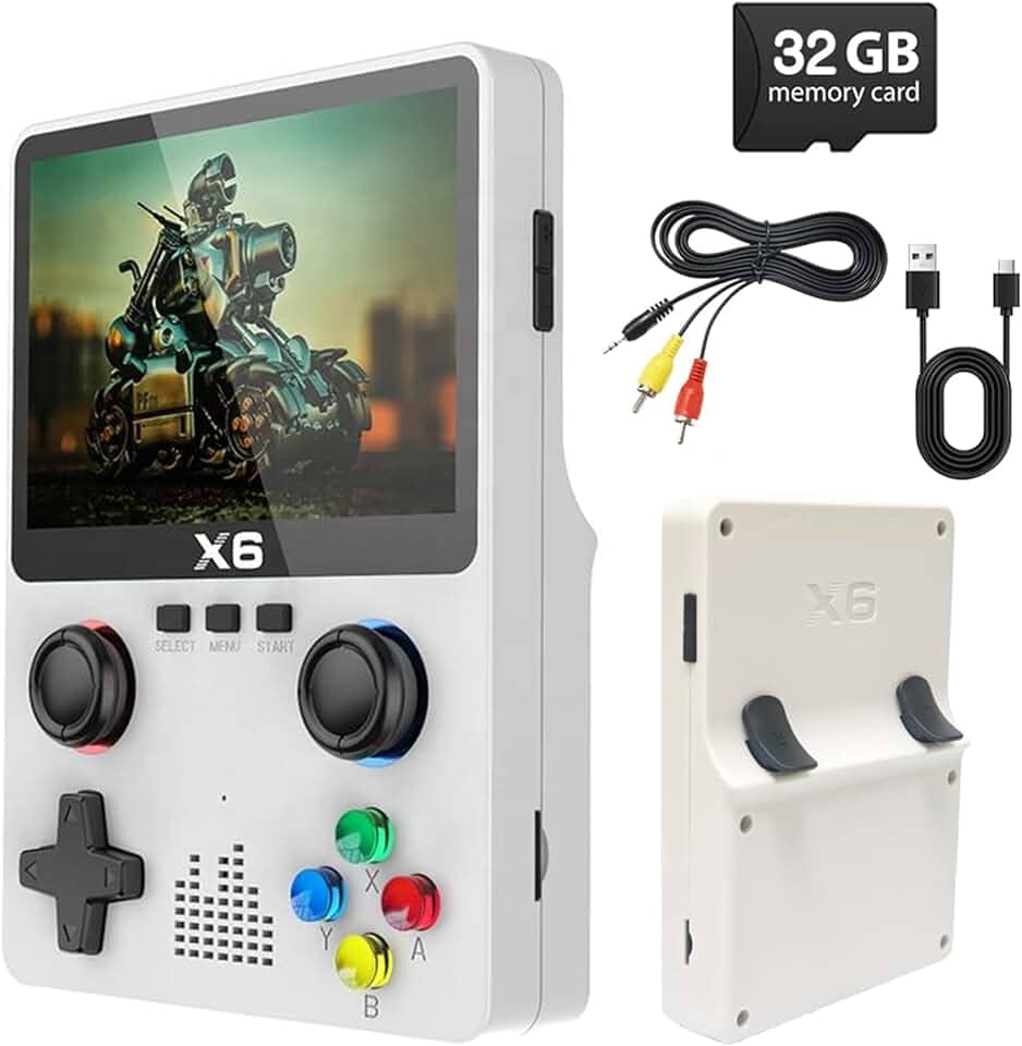 Console de Jogos Portatil Retro com 10.000 Jogos Classicos HDMI TV Saida Cartao 32GB Bateria 2000mAh Presente Video Game Portatil (Branco)