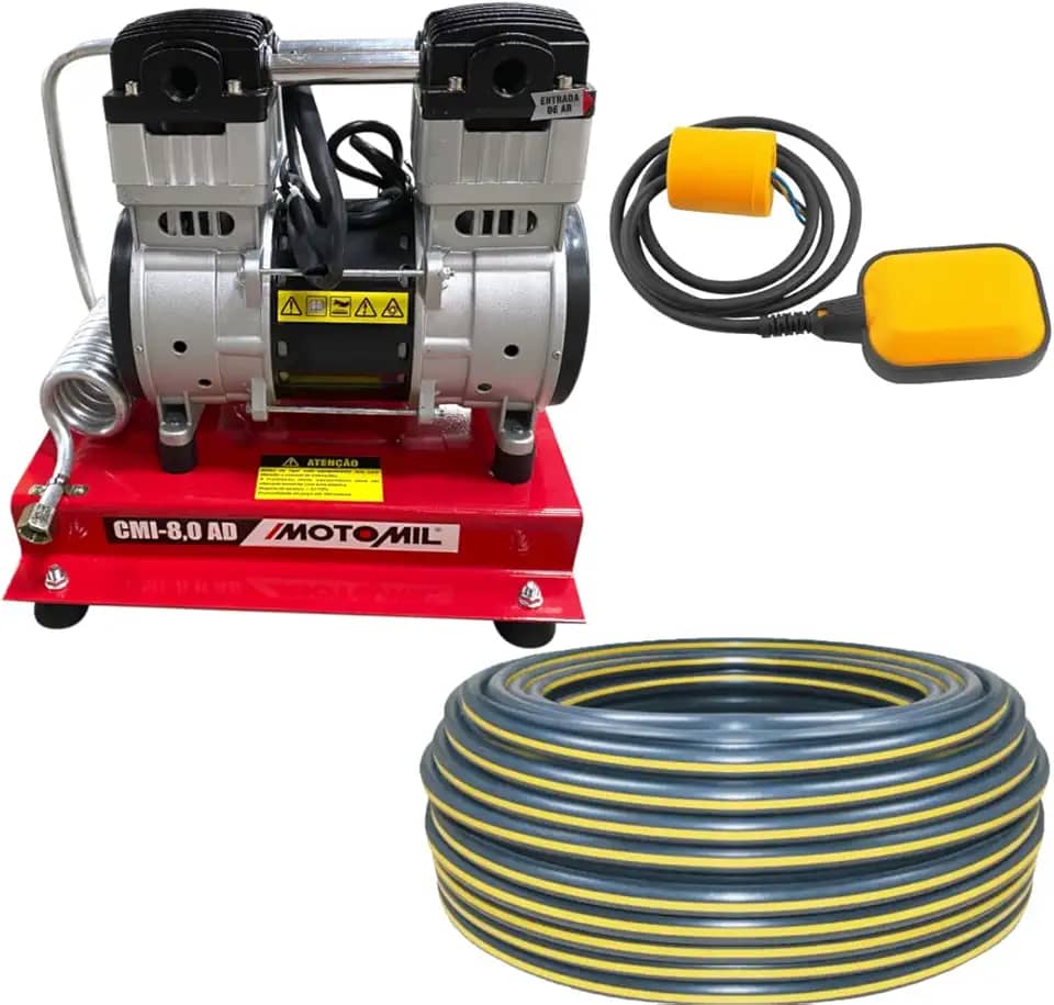 Compressor Bomba de Ar para Poço Artesiano Até 100 Metros 220V + Bóia Elétrica + 100 Metros de Tubo