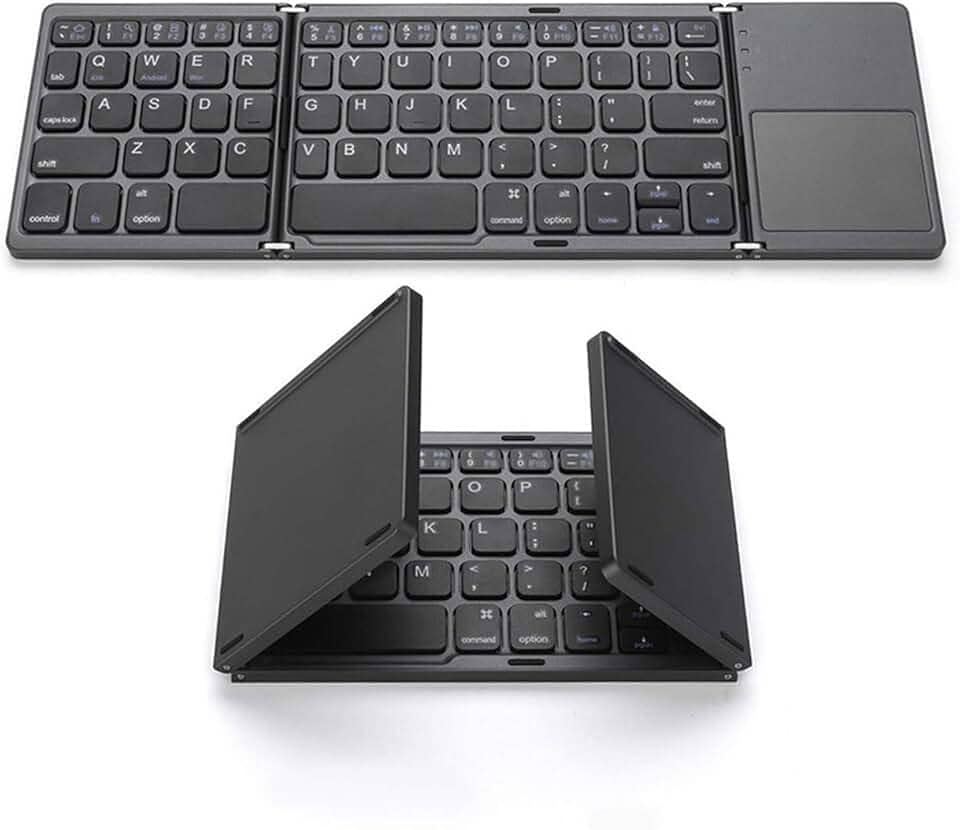 Teclado sem fio BT teclado dobrável portátil ultra fino teclado BT com touchpad para Windows/Android/iOS Cinza