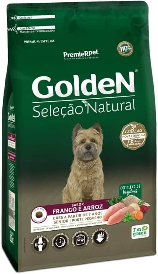 PremieR Pet Golden Seleção Natural Ração Seca para Cães Senior Porte Pequeno Sabor Frango e Arroz 3kg
