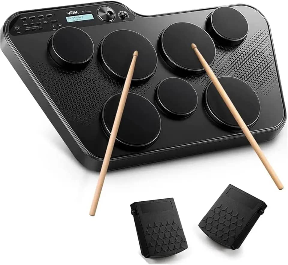 Bateria Eletrônica Portátil 7 Pads Voik BEAT-70 Com Baqueta