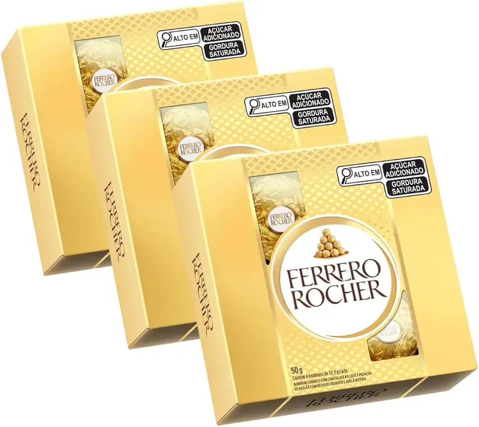 Chocolate Bombom Ferrero Rocher 3 Caixas de 4 Unidades