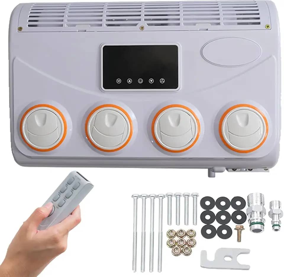 12V/24V Motorhome Air Conditioner, Conjunto de ar condicionado evaporador, ar condicionado DC, conjunto de ventiladores de ar condicionado de teto de carro, mini ar condicionado para carro,