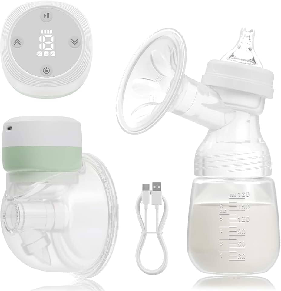 Bomba De Tirar Leite Elétrica, Coletor De Leite Materno Mãos Livres, Bomba de Mama Wearable Portátil, Livre de BPA, 3 Modos e 19 Níveis, Verde