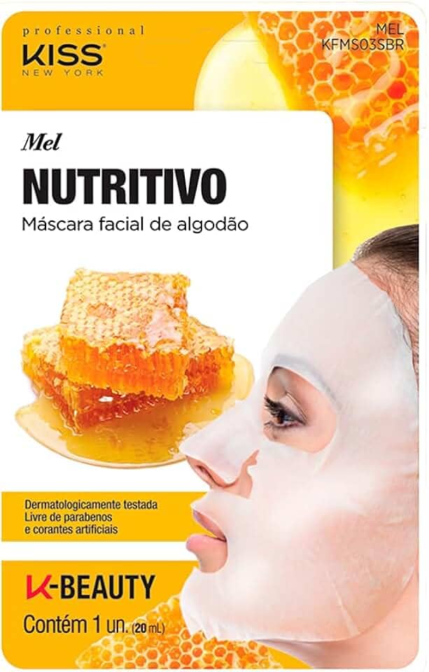 Kiss NY Professional Máscara Facial de Algodão - Mel, Kiss New York Professional