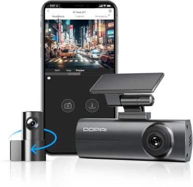 DDPAI N1 Câmera Veicular Dupla 1296P + 1080P com Wi-Fi, Câmera para Carro com Visão Noturna, Sensor G, Gravação em Loop e Modo Estacionamento 24h, Supercapacitor (Cartão SD Não Incluído)