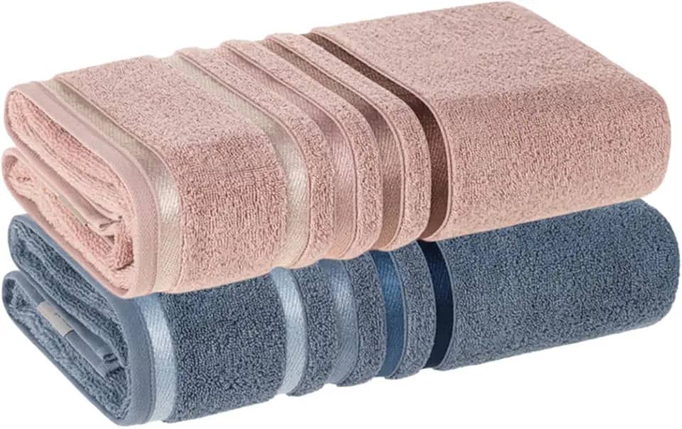 Kit 2 Toalhas de Banho Karsten Gigante Fio Penteado (02 Banhão) - Pétala com Azul Sereno