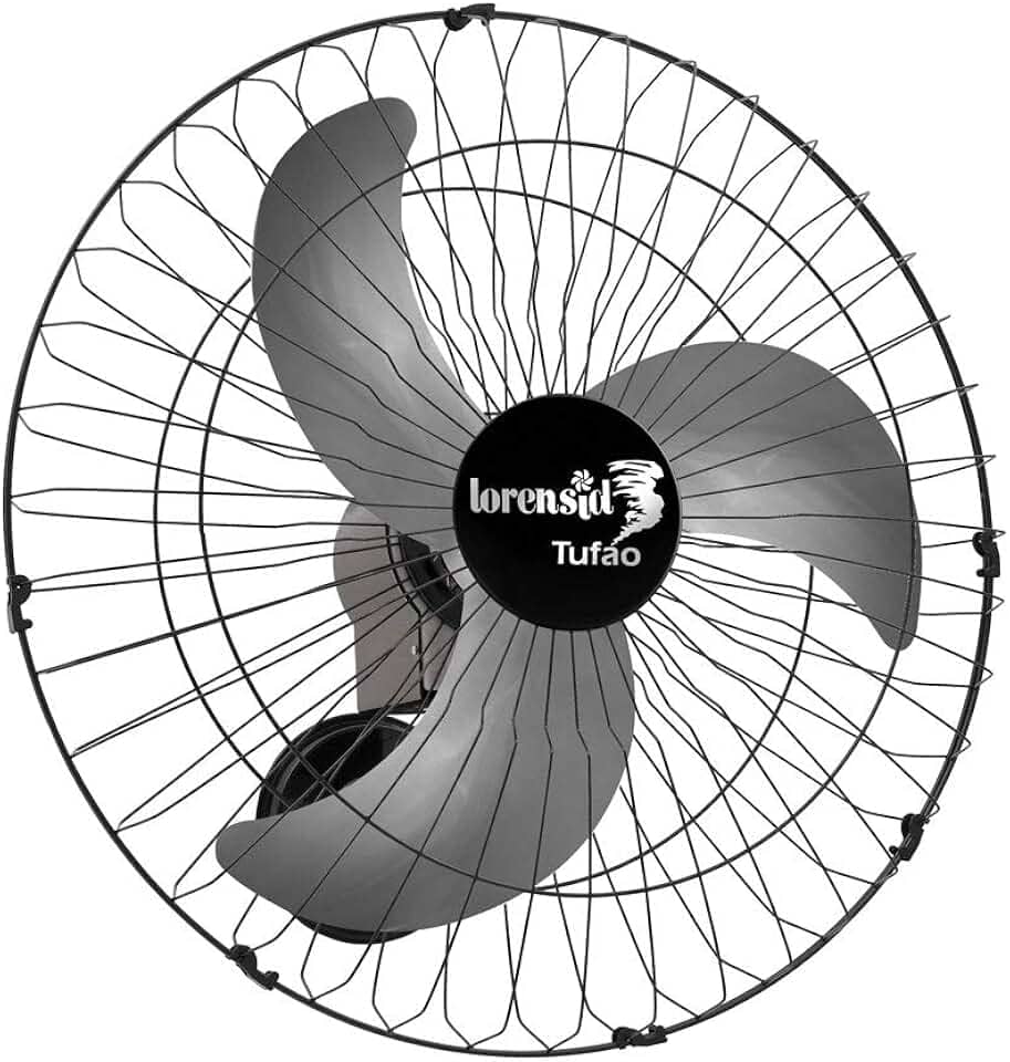 VENTILADOR DE PAREDE TUFÃO M2 60CM PRETO BIVOLT LORENSID COM GRADE DE AÇO