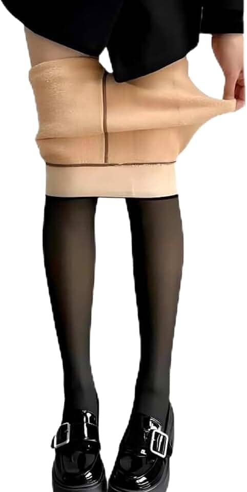 Meia Calça Translucida Forrada Super Quente De Lã Aveludada Com Pé -Thee Brothers