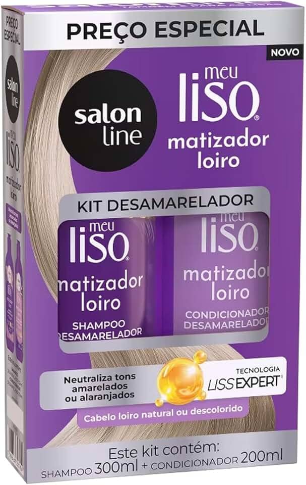 Kit Shampoo e Condicionador, Salon Line, Meu Liso Matizador Loiro, Vegano - Para Cabelos Lisos, 2 Unidades