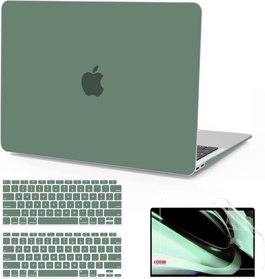 B BELK Capa compatível com MacBook Air de 13 polegadas 2022 2021 2020 2019 2018 versão A2337 M1 A2179 A1932 Touch ID, capa rígida de plástico fosco + capa de teclado + protetor de