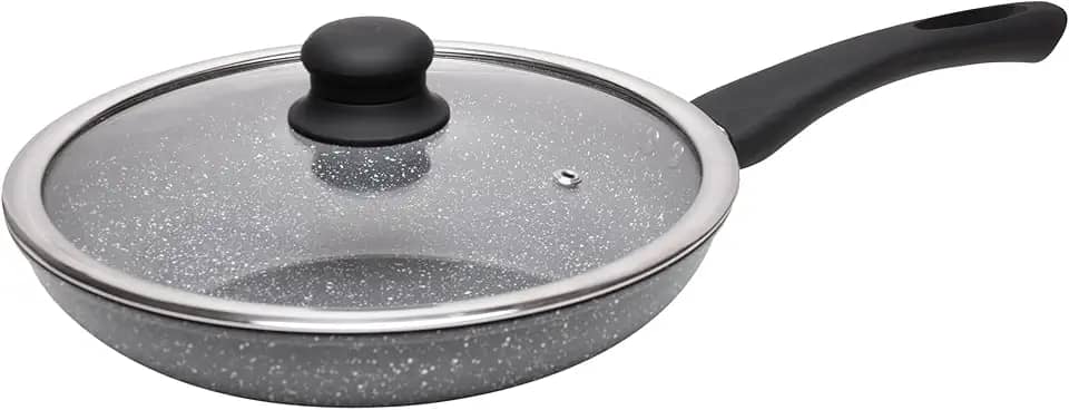 WOLFF - Frigideira de Indução com Tampa de Vidro 24cm Granilite Cinza Alumínio com Revestimento Cerâmico