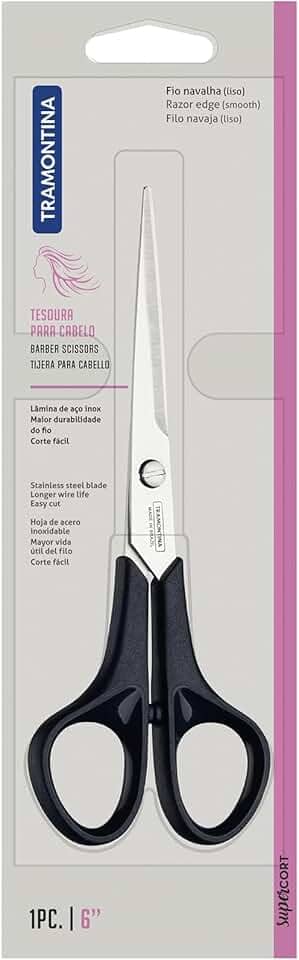 Hairdressing Scissors, Tramontina, Supercort, Stainless Steel 15.5 cm, Black, 25905/166