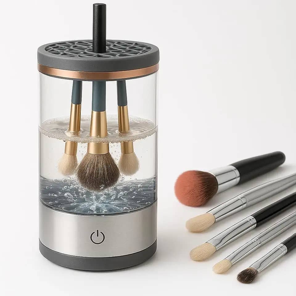 Limpador de Pincéis de Maquiagem Elétrico 3 em 1 Lava Seca e Armazena Automático USB Máquina Lavadora de Pincéis Esponjas Portátil Porta Pincéis Cosméticos