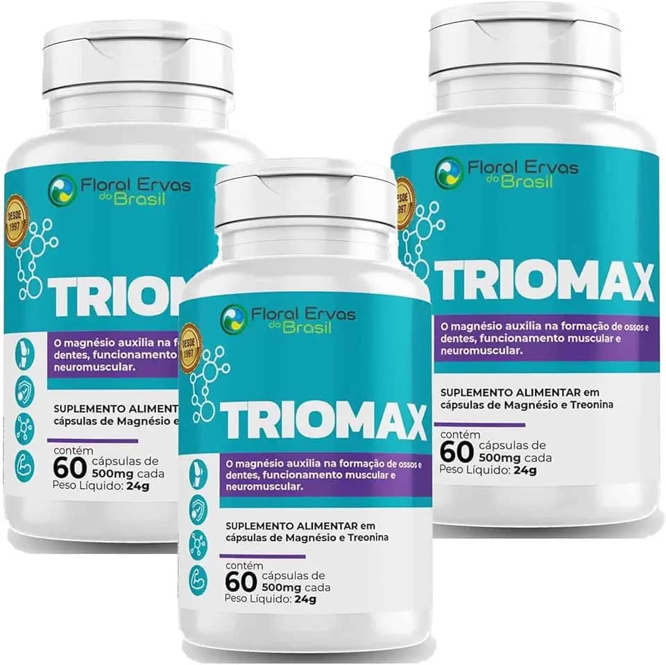Triomax Treonato 3x 60 Cáp Magnésio Dimalato Cloreto Quelato