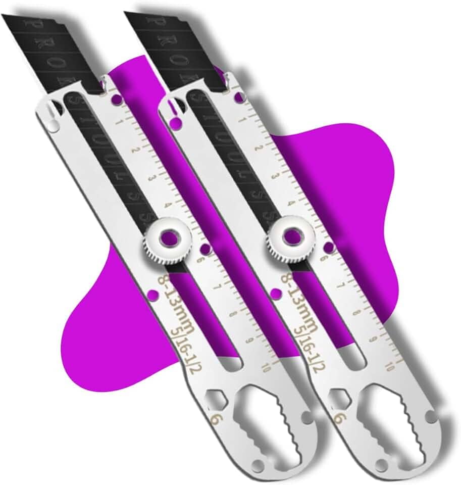 Kit 2 Estiletes Profissional 18mm Aço Inox 6 em 1 Multifuncional – Ferramenta Profissional, Corte Forte e Antiderrapante