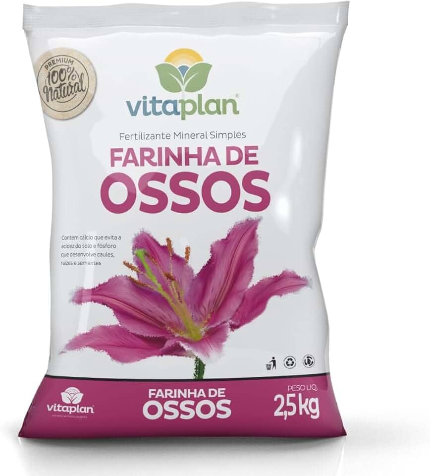 2,5kg Farinha de Ossos, Fertilizante Adubo Orgânico para Plantas Jardim Hortas