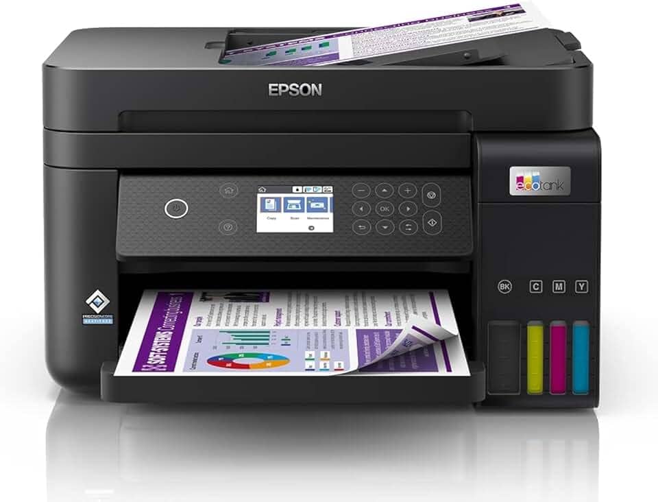 EPSON Multifuncional EcoTank L6270 - Tanque de Tinta Colorida, Wi-Fi Direct, Ethernet, Frente e Verso Automático, ADF, Bivolt, Preto