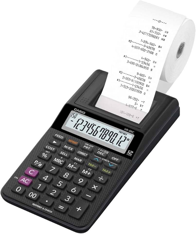 Calculadora Com Bobina HR-8RC-WE-B-DC 12 Dígitos Preta Casio