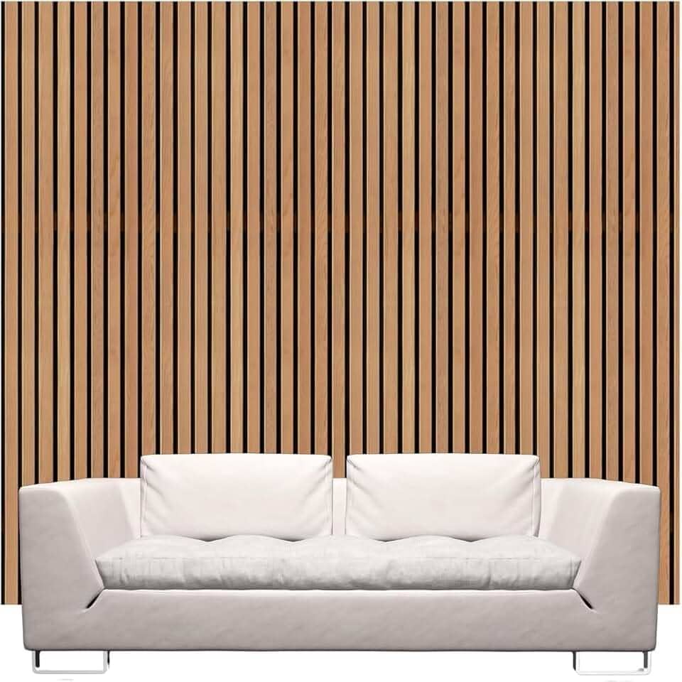 Papel De Parede Premium Ripa Ripado Acústico Madeira Lavável Sala Quarto Painel Autoadesivo Fácil Aplicação Lavavel 5,00x0,45cm