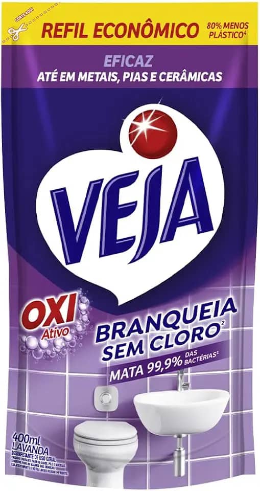 Veja Limpador De Banheiro Antibac Lavanda 400Ml Refil Econômico Roxo
