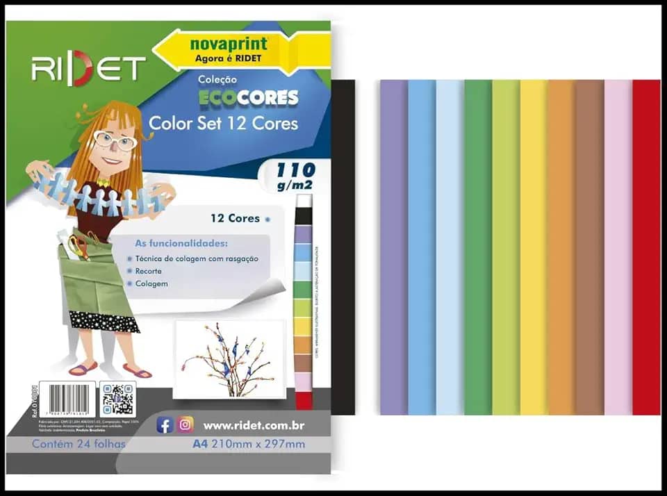 Bloco Para Educacao Artistica Color Set A4 12Cor 110Gr 24Fls Pacote 111551