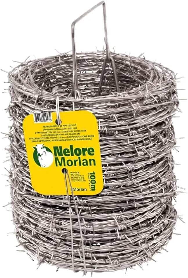 Arame Farpado Galvanizado Nelore 100 Metros Fio 1,60mm Para Cercas Rurais